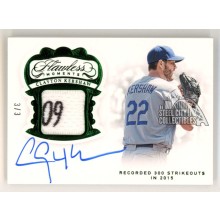 Clayton Kershaw 2019 Panini Flawless Autograph Patch Card #FM-CK 3/3