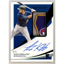 Alex Kirilloff 2021 Panini Immaculate Autograph Rookie Logo Patch Card #110 4/5