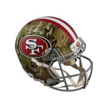 George Kittle Autographed San Francisco 49ers Camo Authentic Full-Size Football Helmet - BAS (White Ink)