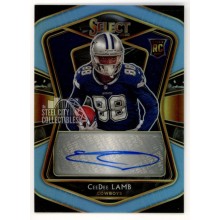 CeeDee Lamb 2020 Panini Select Blue Autograph Rookie Card RC #RS-CDL 13/35