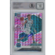 LaMelo Ball 2020-21 Panini Mosaic Pink Autograph Rookie Card #262 BAS 10