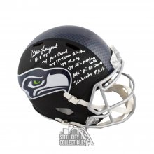 Steve Largent Autographed Seahawks Flat Black Full-Size Football Helmet JSA 7 Inscrip
