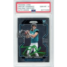 Trevor Lawrence 2021 Panini Prizm Autograph Rookie Card #331 PSA/DNA 10 (Green)