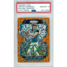Trevor Lawrence 2021 Panini Prizm Orange Disco Autograph Rookie Card #331 PSA/DNA 10 (Green)