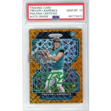 Trevor Lawrence 2021 Panini Prizm Orange Lazer Autograph Rookie Card #331 PSA/DNA 10 (Green)