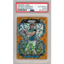 Trevor Lawrence 2021 Panini Prizm Orange Disco Autograph Rookie Card #331 PSA/DNA (Green)