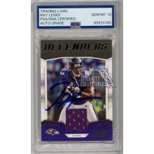 Ray Lewis 2019 Panini Score Defenders Autograph Jersey Card #D-15 PSA/DNA 10