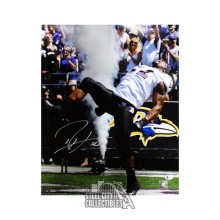 Ray Lewis Autographed Baltimore Ravens 16x20 Photo - BAS COA (Leg Up)