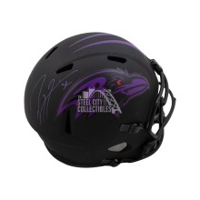 Ray Lewis Autographed Baltimore Ravens Eclipse Replica Full-Size Football Helmet - BAS COA