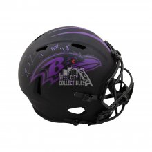 Ray Lewis HOF Autographed Baltimore Ravens Eclipse Replica Full-Size Football Helmet - BAS COA