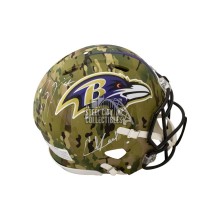 Ray Lewis Ed Reed Autographed Baltimore Ravens Camo Authentic Full-Size Football Helmet - BAS (White Ink)
