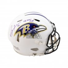 Ray Lewis SB MVP Autographed Ravens Flat White Authentic Full-Size Football Helmet - BAS COA