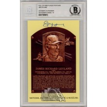 Jim Leyland Autographed Hall of Fame Plaque Postcard - BAS 10