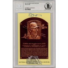 Jim Leyland Autographed Hall of Fame Plaque Postcard - BAS