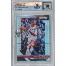 Damian Lillard 2018-19 Panini Prizm Hyper Autograph Card #81 BAS 10