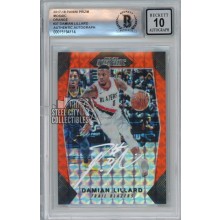 Damian Lillard 2017-18 Panini Mosaic Orange Autograph Card #37 BAS 10 (White)