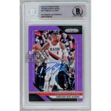 Damian Lillard 2018-19 Panini Prizm Purple Wave Autograph Card #81 BAS