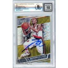 Damian Lillard 2016 Panini National VIP Blue Wave Gold Autograph Card #6 /10 BAS 10