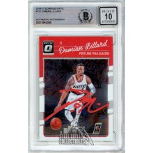 Damian Lillard 2016-17 Panini Donruss Optic Autograph Card #131 BAS 10 (Red)