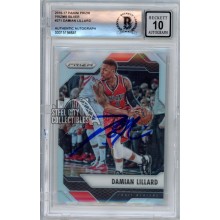 Damian Lillard 2016-17 Panini Prizm Silver Autograph Card #271 BAS 10