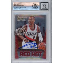 Damian Lillard 2013-14 Panini Select Red Hot Autograph Card #33 BAS 10
