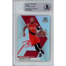 Damian Lillard 2019-20 Panini Mosaic Silver Autograph Card #5 BAS (Red)