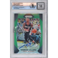 Damian Lillard 2017-18 Panini Prizm Green Autograph Card #141 BAS 10