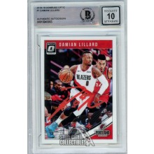 Damian Lillard 2018-19 Panini Donruss Optic Autograph Card #1 BAS 10 (Red)