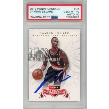 Damian Lillard 2012-13 Panini Crusade Autograph Rookie Card #92 PSA 10 PSA/DNA 10
