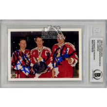 Lindros/Draper/Rice 1990-91 Upper Deck Autograph Card #473 BAS