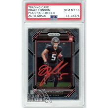 Drake London 2022 Panini Prizm Autograph Rookie Card #308 PSA/DNA 10 (Red)