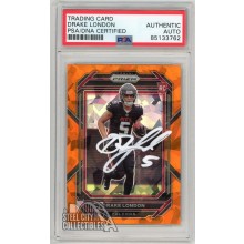 Drake London 2022 Panini Prizm Orange Ice Autograph Rookie Card #308 PSA/DNA (White)