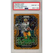 Jordan Love 2020 Panini Prizm Orange Lazer Autograph RC Card #363 PSA/DNA 10 (Green)
