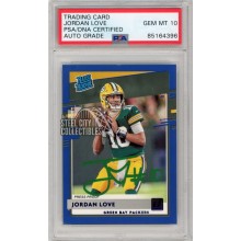 Jordan Love 2020 Panini Donruss Rated Rookie Press Proof Blue Autograph Card #304 PSA/DNA 10 (Green)