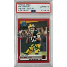 Jordan Love 2020 Panini Donruss Rated Rookie Press Proof Red Autograph Card #304 PSA/DNA 10 (Green)