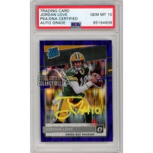 Jordan Love 2020 Panini Donruss Optic Purple Shock Autograph Rookie Card #154 PSA/DNA 10 (Yellow)