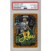 Jordan Love 2020 Panini Prizm Orange Lazer Autograph Rookie Card #363 PSA/DNA (Yellow)