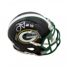 Jordan Love Autographed Green Bay Packers Flat Black Mini Football Helmet - BAS COA (White Ink)