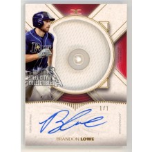 Brandon Lowe 2021 Topps Definitive Autograph Button Patch Card 1/1