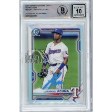 LuisAngel Acuna 2021 Bowman Draft Chrome Refractor Autograph Card #BDC-81 BAS 10 (Light Blue)