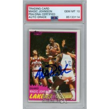 Magic Johnson 1981-82 Topps Autograph Card #21 PSA/DNA 10