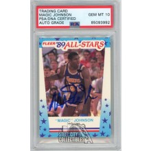 Magic Johnson 1989-90 Fleer All Star Autograph Sticker Card #5 PSA/DNA 10