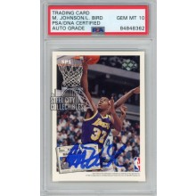 Magic Johnson Larry Bird 1992-93 Upper Deck Retire Dual Autograph Card #SP1 PSA/DNA 10