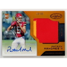 Patrick Mahomes 2017 Panini Certified Autograph Rookie Patch Card RPA #207 18/99