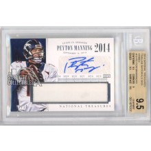 Peyton Manning 2014 National Treasures Autograph Jersey Card #TNMPM 7/10 BGS 9.5