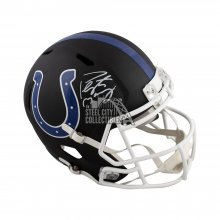 Peyton Manning Autographed Indianapolis Colts Flat Black Full-Size Helmet - Fanatics