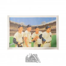 Mantle Martin Berra Ford Autographed New York Yankees 24x36 Lithograph - BAS LOA