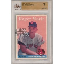 Roger Maris 1958 Topps Baseball Rookie Card #47 BVG 7 Near Mint