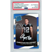 Christian McCaffrey 2017 Panini Donruss Autograph Rookie Card #318 PSA/DNA (White)