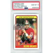 Joe Montana 1988 Topps Record Breaker Autograph Card #4 PSA/DNA 10
